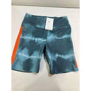 Nike Women's One Luxe‎ 7" Mid-Rise Shorts Blue/White/Orange Size XS DO7814-058